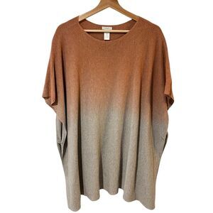 J Jill Pure Jill Poncho Sweater OS Ombré Red Clay Taupe Artsy Layering Oversize
